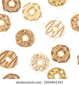 Set of doughnut seamless pattern pastry sweet dessert snack cafe food for print wallpaper background textile fabric and more