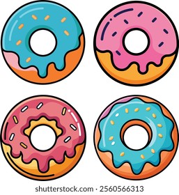 Set of  doughnut silhouette vector illustration