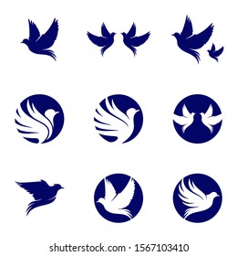 Set of Dove logo design concept vector. Bird logo template. Icon symbol. Illustration