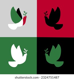 set of dove, symbol of peace , free palestine campaign perfect for print,etc