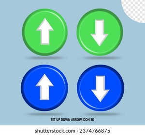 SET OF UP AND DOWN ARROW BUTTON ICON 3D