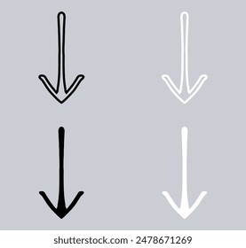 Set of Down arrow icon. Scroll Down icon sign symbol in trendy flat style. Down arrow vector icon illustration isolated on gray background