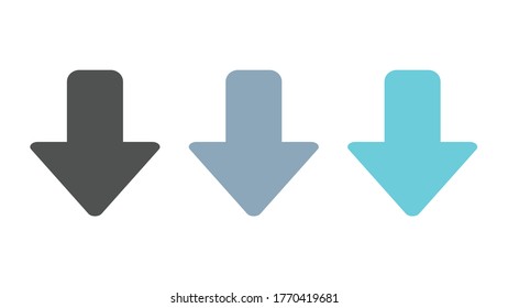 Set of Down Arrow Icons, Flat Vector Design