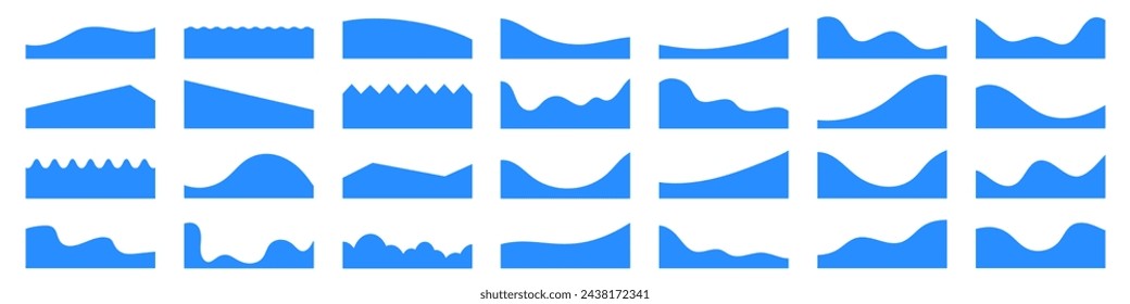 Conjunto de borde abajo, separador, formas divisorias ilustración vectorial