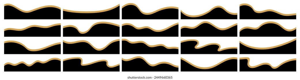 Set of down, bottom border, separator, divider shapes for banners, cards, templates vector illustration