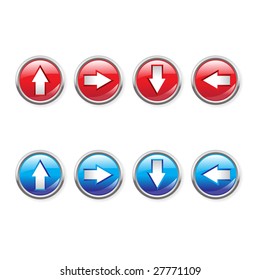 Set of up down right left arrow set isolated on a white background