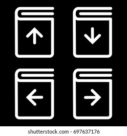 Set of download book icon on black background