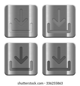 Set of Download buttons vector in brushed metal style. Arranged layer, color and graphic style structure.