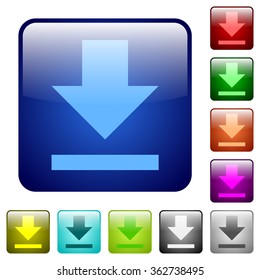 Set of download color glass rounded square buttons