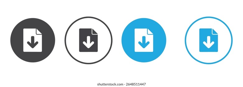 Ein Satz von Symbolen für das Download-Dokument, einzeln auf weißem Hintergrund