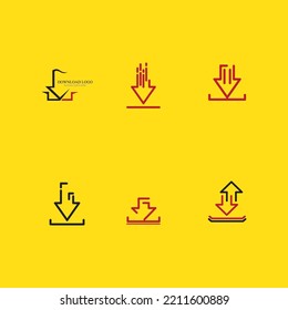 set of Download icon vector illustration on yellow background