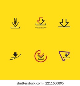 Set von Download-Symbol, Vektorgrafik auf gelbem Hintergrund