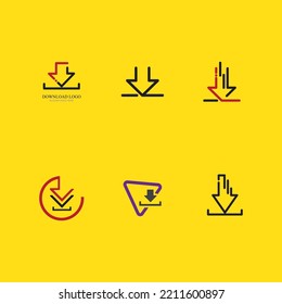 set of Download icon vector illustration on yellow background