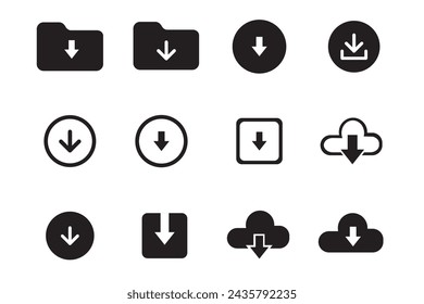 Ilustración del vector del icono de la descarga sobre fondo blanco