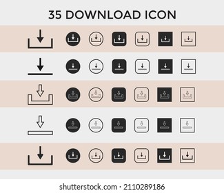 Set of download icon vector on white background