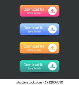 Juego de diseño de botones de iconos de descarga. Colorido paquete de botones de descarga para sitio web, anuncios, interfaz de usuario y proyecto. EPS vectorial 10