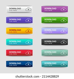 Set of Download icons button design. Colorful download button pack for website, ads, UI, and project. vector EPS 10
