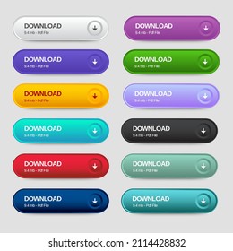 Set of Download icons button design. Colorful download button pack for website, ads, UI, and project. vector EPS 10