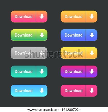 Set of Download icons button design. Colorful download button pack for website, ads, UI, and project. vector EPS 10