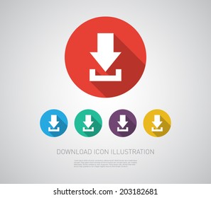 Set of download icons illustration with flat design. Clean and modern style 