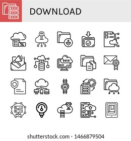 Set of download icons such as Server, Cloud, Download, Email, Cloud computing, File, Page, Gauge, File storage, Cloud storage, Ebook , download