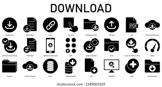 Set of Download Icons or symbols Vector fully editable file
