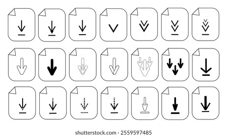 Set of download icons as template for design of web page, site or mobile app, upload symbol collection, set of download icon, download button collection, download icon set for web site or application