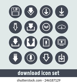 Set of download icons for web site, applications, games and stickers