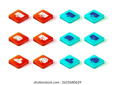 Establecer bandeja de entrada de Descarga, sobre de Borrar, portátil con, Contraseña de bloqueo de mensaje de correo, configuración de sobre e ícono. Vector