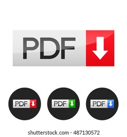 Set of download pdf buttons, vector illustration