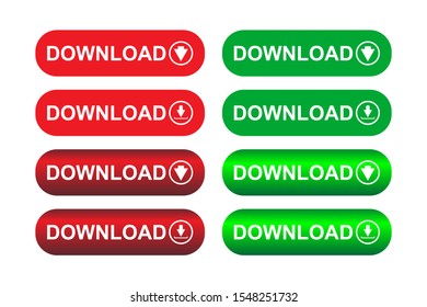 Set of Download red and green button Vector illustration isolated on white background