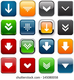 Set of download square color buttons for website or app. Vector eps10.