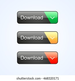 Set of download web buttons with arrow, vector illustration