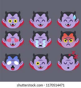 Set of Dracula  Emoticon Sticker Isolated