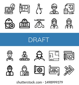 Set of draft icons such as Architecture, Engineer, Blueprint, Engineering, Caliper, Manufacturer, Technician, Architect, Draft , draft