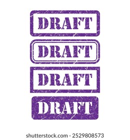 Set of Draft stamp symbol, label sticker sign button, text banner vector illustration .