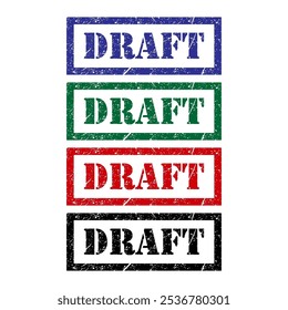 Set of Draft stamp symbol, label sticker sign button, text banner vector illustration .