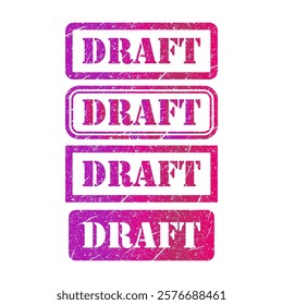 Set of Draft stamp symbol, label sticker sign button, text banner vector illustration .