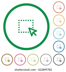 Set of drag color round outlined flat icons on white background