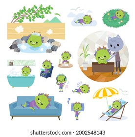 A set of Dragon boy about relaxing.It's vector art so it's easy to edit.