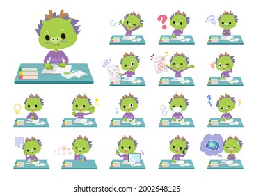 A set of Dragon boy on study.It's vector art so it's easy to edit.