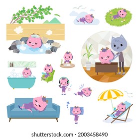 A set of Dragon girl about relaxing.It's vector art so it's easy to edit.