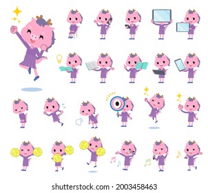 A set of Dragon girl with digital equipment such as smartphones.It's vector art so it's easy to edit.