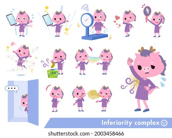 A set of Dragon girl on inferiority complex.It's vector art so it's easy to edit.