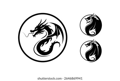 Conjunto de modelo de design de logotipo do dragão para sua marca. Logotipo do lote animal