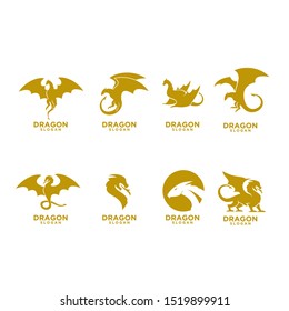 set dragon logo icon design vector illustration