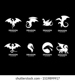 set dragon logo icon design vector illustration