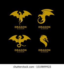 set dragon logo icon design vector illustration