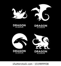 set dragon logo icon design vector illustration