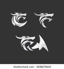 Set of dragon logo luxury vector on a black background